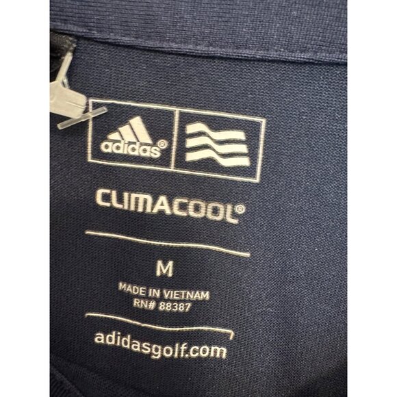Adidas ClimaCool Polo Shirt Mens M Polyester Navy Solid Short Sleeve 3-Button Co - Picture 2 of 6
